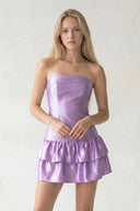 Lavender Strapless A-line Ruffle Short Homecoming Dress - SHEISME
