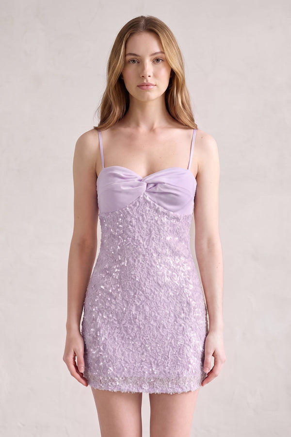 Lavender Bodycon Spaghetti Straps Short Homecoming Dress With Sequins (3) | SHEISME