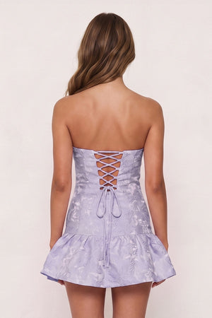 Lavender Candy Pink Sweetheart Jacquard A-Line Ruffled Homecoming Dress (2) | SHEISME