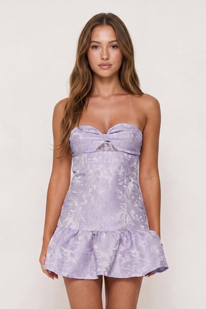 Lavender Candy Pink Sweetheart Jacquard A-Line Ruffled Homecoming Dress | SHEISME