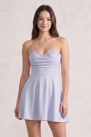 Lavender Lace Sweetheart A-Line Linen Short Homecoming Dress (3) | SHEISME