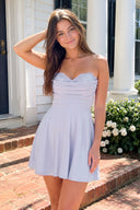 Lavender Lace Sweetheart A-Line Linen Short Homecoming Dress | SHEISME