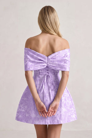 Lavender Off The Shoulder Jacquard A Line Homecoming Dress With Appliques (2) | SHEISME