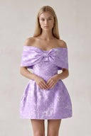 Lavender Off The Shoulder Jacquard A Line Homecoming Dress With Appliques | SHEISME