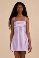 Lavender Sheath Spaghetti Straps Satin Homecoming Dress | SHEISME