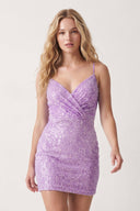 Lavender Sheath V Neck Sequin Mini Homecoming Dresses | SHEISME