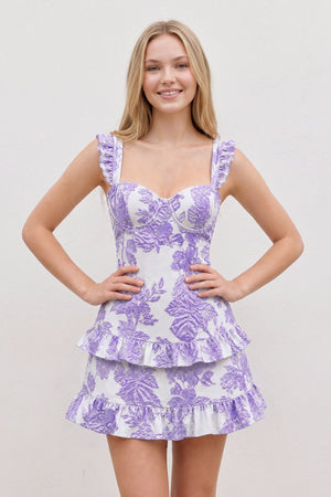 Lavender Sweetheart A-Line Jacquard Homecoming Dress with Ruffles (3) | SHEISME