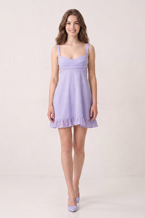 Lavender Sweetheart Chiffon Ruffled A-Line Cut-Out Homecoming Dress (3) | SHEISME