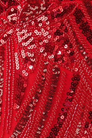 Red Strapless V Neck Sequins Bodycon Short Homecoming Dresses - SHEISME