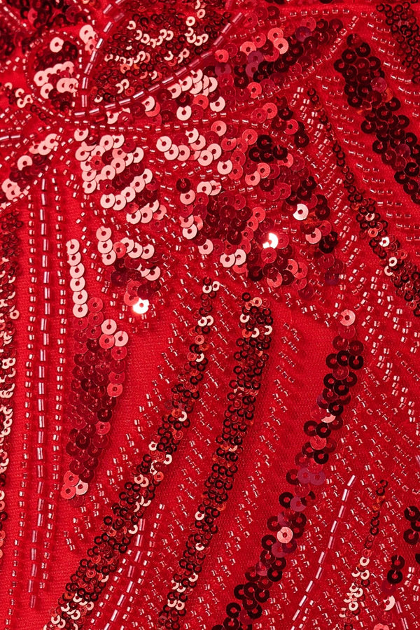 Red Strapless V Neck Sequins Bodycon Short Homecoming Dresses - SHEISME