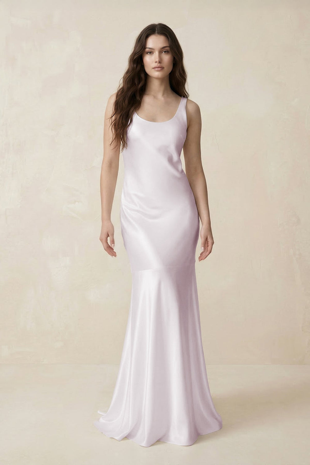 Mermaid Cowl Neck Satin Bridesmaid Dress with Bow in Dusk - SHE IS ME Bridesmaid Dresses