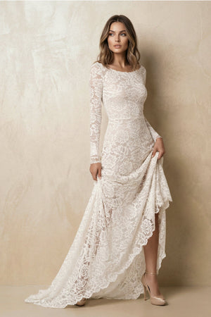 Mermaid Lace Long Sleeves Wedding Dress - SHE IS ME Wedding Dresses