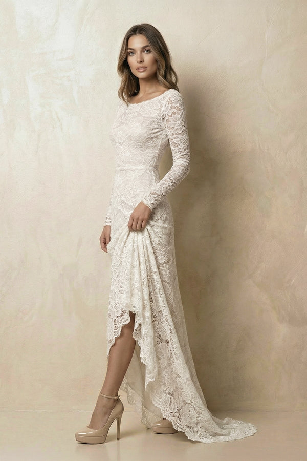 Mermaid Lace Long Sleeves Wedding Dress - SHE IS ME Wedding Dresses