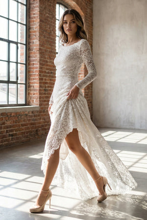 Mermaid Lace Long Sleeves Wedding Dress - SHE IS ME Wedding Dresses