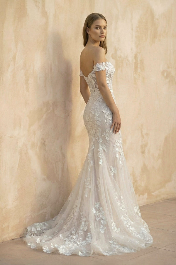 Mermaid Off The Shoulder Lace Wedding Dress - SHE IS ME Wedding Dresses