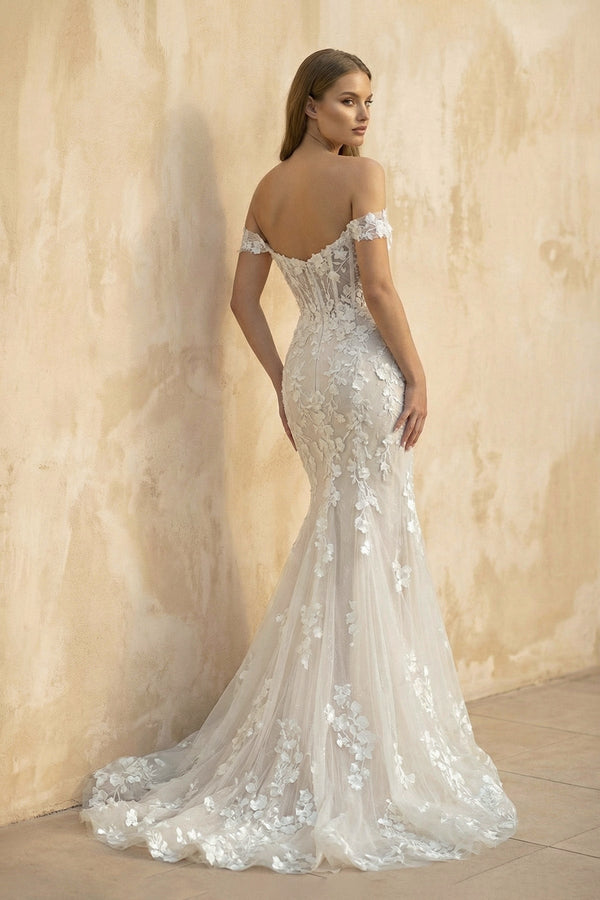 Mermaid Off The Shoulder Lace Wedding Dress - SHE IS ME Wedding Dresses