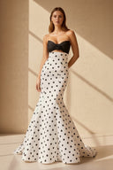 Mermaid Polka Dot Gown in Black and White - SHE IS ME