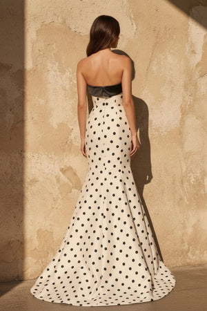 Mermaid Polka Dot Gown in Ivory - SHE IS ME