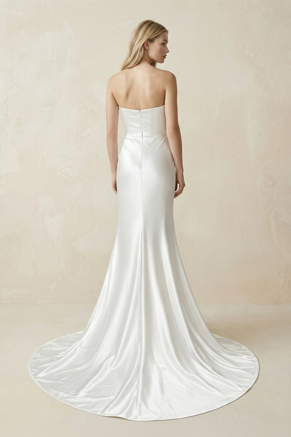 Mermaid Satin Sweetheart Mermaid Wedding Dress With Slit in White - SHE IS ME Wedding Dresses