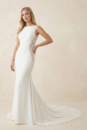 Mermaid Satin Wedding Dress With Appliques in Ivory - SHE IS ME Wedding Dresses