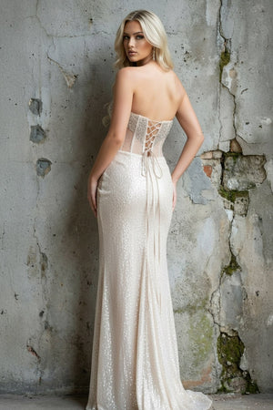 Mermaid Sequins Gown in Champagne - SHE IS ME