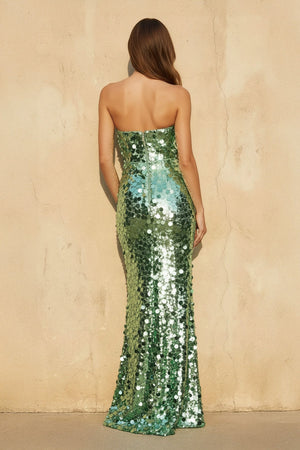 Mermaid Sequins Maxi Dress in Green - SHE IS ME