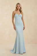 Mermaid Strapless Pleated Open Back Maxi Dress in Sky Blue