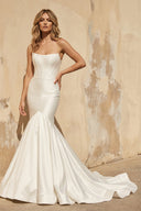 Mermaid Strapless Satin Wedding Dress in Ivory - SHE IS ME Wedding Dresses