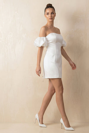 Mermaid Strapless Satin Wedding Dress in White - SHE IS ME Wedding Dresses