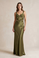 Mermaid Sweetheart Satin Prom Dress With Waist Embellishment in Olive - SHE IS ME PROM DRESSES