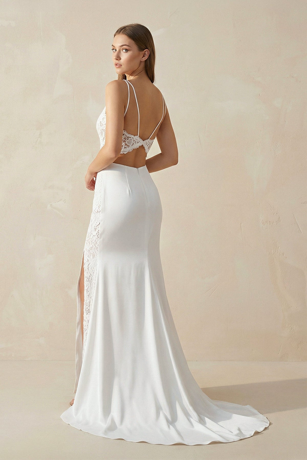 Mermaid Two Pieces Lace Wedding Dresses with Slit - SHE IS ME Wedding Dresses