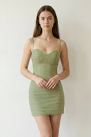 Mint Green Sheath Tulle Pleated Homecoming Dress with Pearls - SHEISME