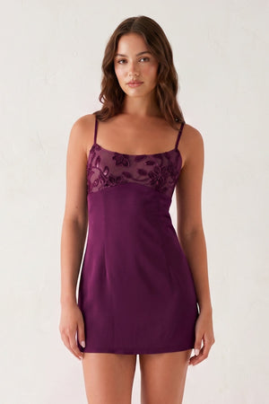 Mulberry Spaghetti Straps Sheath Linen Mini Homecoming Dress | SHEISME