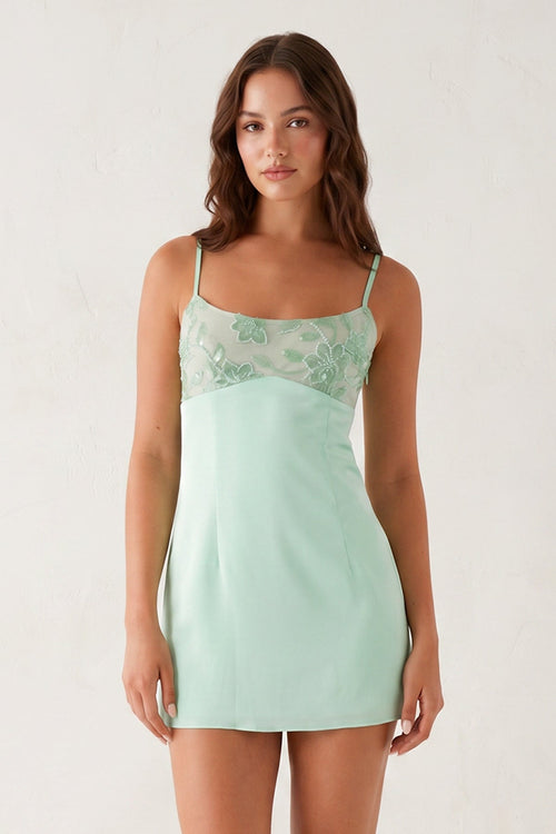 Sage Green Spaghetti Straps Sheath Linen Mini Homecoming Dress - SHEISME