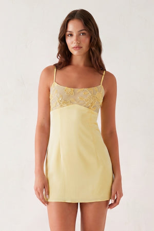 Yellow Spaghetti Straps Sheath Linen Mini Homecoming Dress | SHEISME