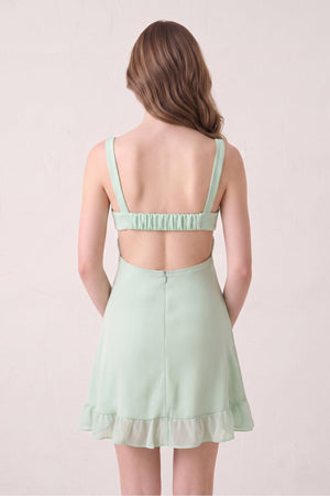 Mint Green Sweetheart Chiffon Ruffled A-Line Cut-Out Homecoming Dress (2) | SHEISME