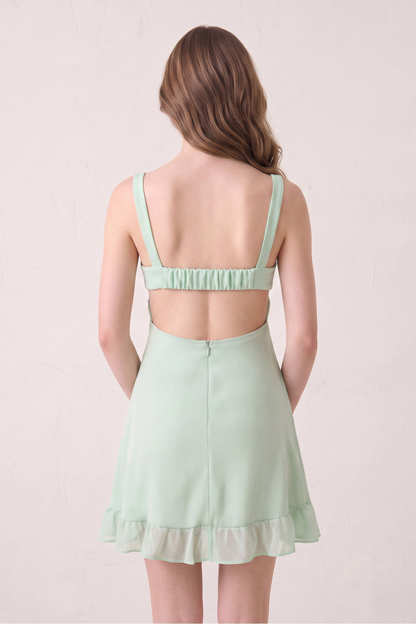 Mint Green Sweetheart Chiffon Ruffled A-Line Cut-Out Homecoming Dress (2) | SHEISME
