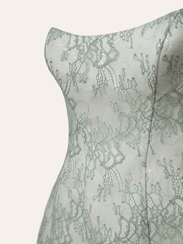 Sage Green A Line Scoop Neck Short Homecoming Dresses With Lace Appliques - SHEISME