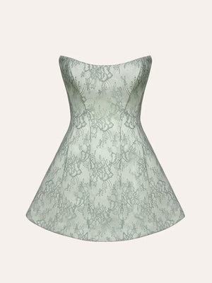 Sage Green A Line Scoop Neck Short Homecoming Dresses With Lace Appliques - SHEISME