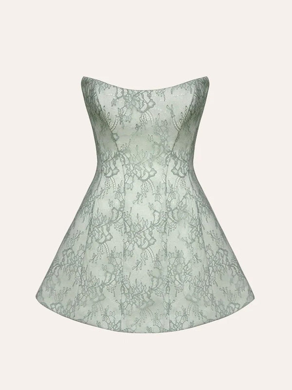 Sage Green A Line Scoop Neck Short Homecoming Dresses With Lace Appliques - SHEISME