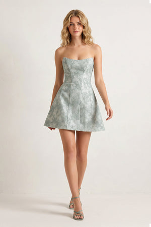 Sage Green A Line Scoop Neck Short Homecoming Dresses With Lace Appliques - SHEISME