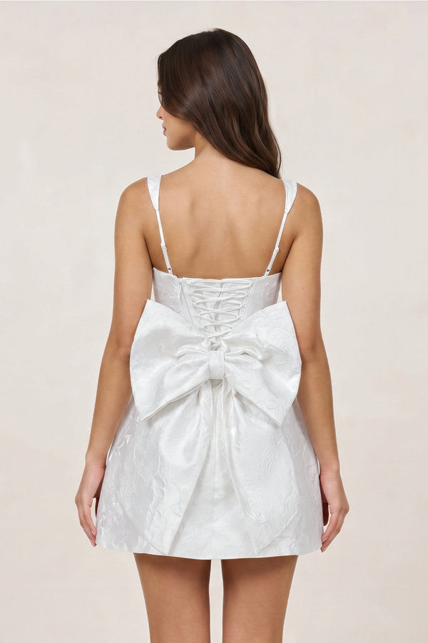 White Square Neck A Line Short Homecoming Dresses With Bow –  SHEISME