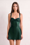 Dark Green Sweetheart Satin Sheath Mini Homecoming Dress With Beading | SHEISME