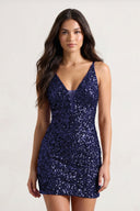 Kerensa |Sheath Sequins V Neck Homecoming Dress