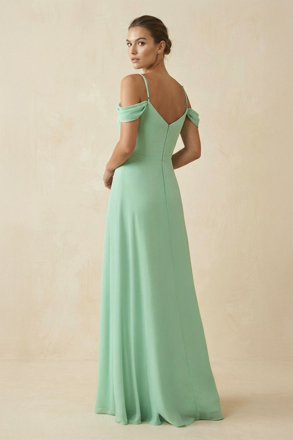 Off - the - Shoulder A - Line Pleated Chiffon Bridesmaid Gown - SHE IS ME Bridesmaid Dresses
