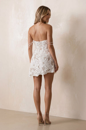 Off - the - Shoulder Bodycon Floral Embroidery Wedding Dress in Ivory - SHE IS ME Wedding Dresses