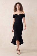 Off-the-Shoulder Mermaid Midi Dress in Black – SHE IS ME Dresses
