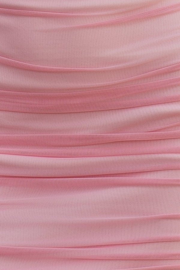 Off The Shoulder Tulle Mini Dress in Pink - SHE IS ME