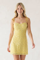 Yellow Sweetheart  A Line Sequins Short Homecoming Dresses - SHEISME