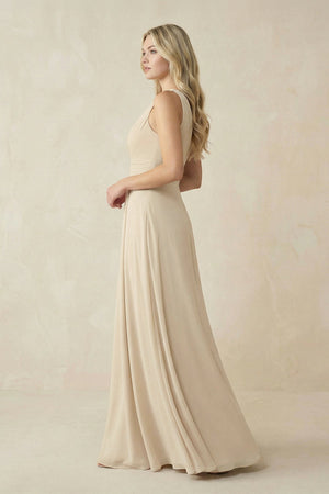 One - Shoulder A - Line Chiffon Bridesmaid Dress in Champagne - SHE IS ME Bridesmaid Dresses